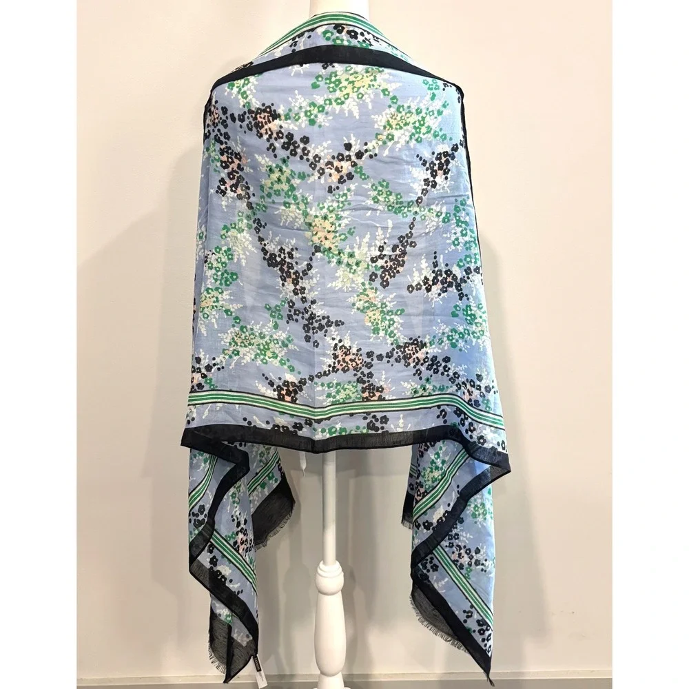 Talbots Womens Scarf Shawl Floral Cotton Linen Blend Cottagecore Preppy 21259